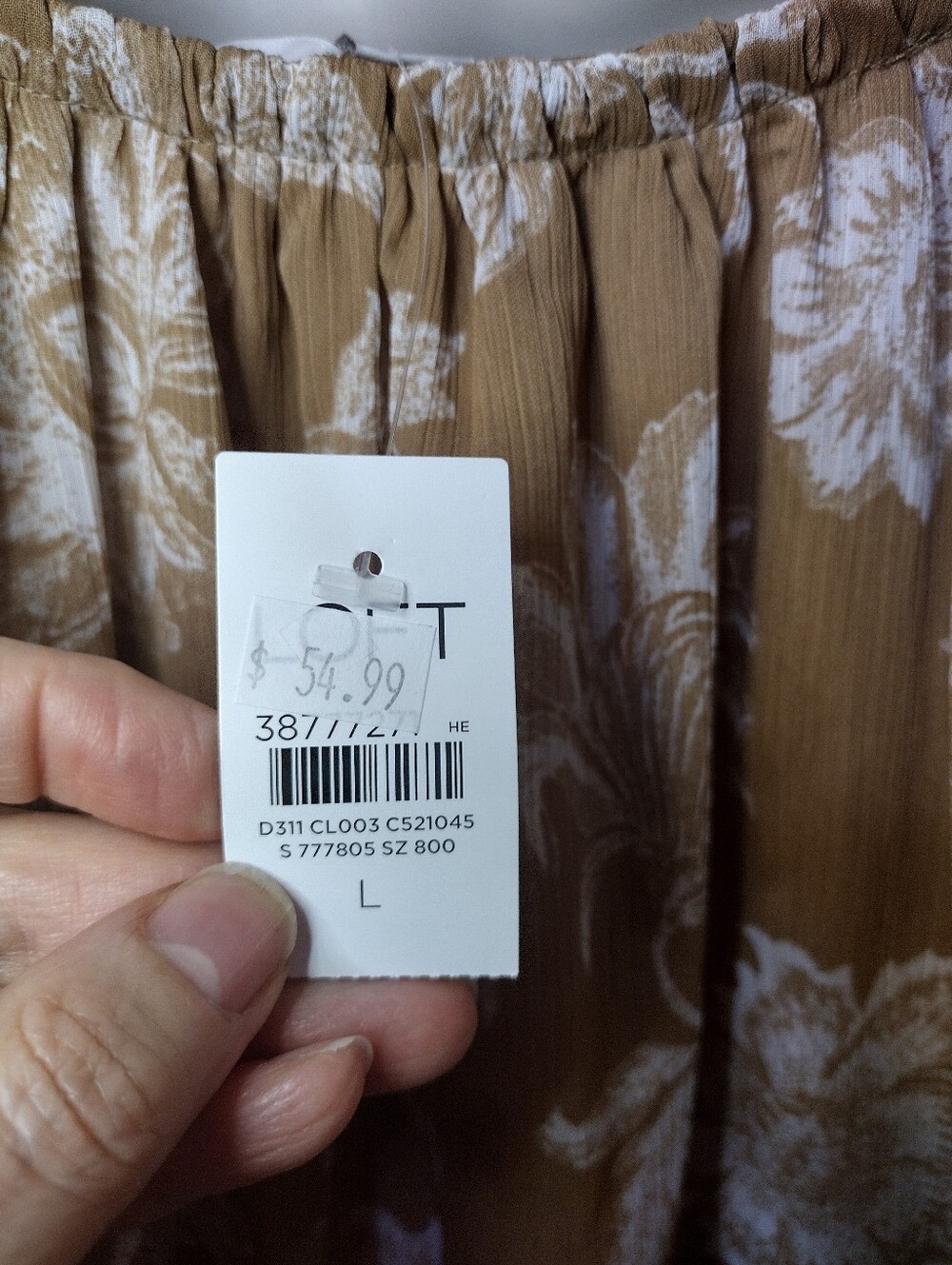 LOFT Tan & White Floral Chiffon Peasant Style Blouse - Picture 7 of 10